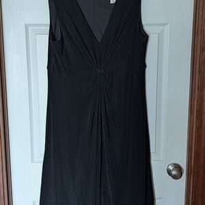 Alex Evenings Black Sleeveless V-Neck Maxi Dress with Subtle Sparkle